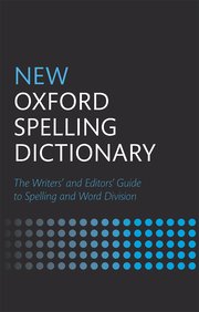 Book cover with black background and blue and white lettering for the New Oxford Spelling Dictionary
